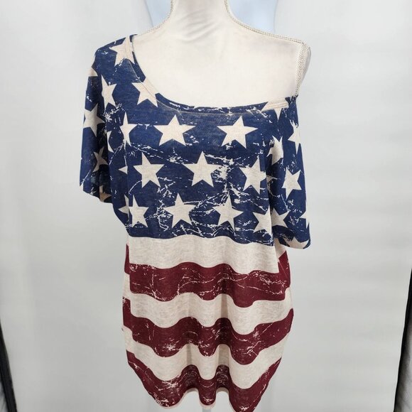VOCAL Distressed American Flag Short Sleeve T Shirt Top S-XL NWT - Picture 4 of 9